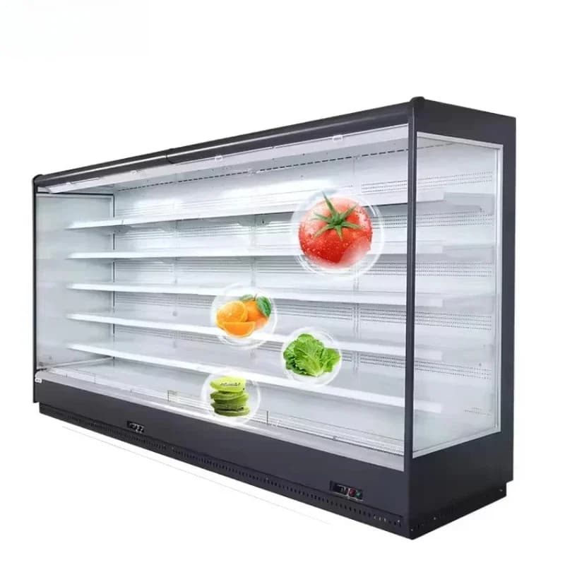 Commercial open vertical display refrigerator multi-layer open vegetable beverage chiller milk supermarket refrigeration