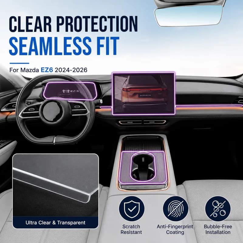 For Mazda EZ6 2024-2026 Center Console Film Interior Screen Dashboard Protective Transparent Sticker Film