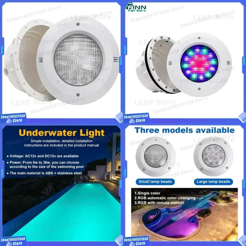 IP68 Waterproof PAR56 LED Pool Light 12V Wall Mounted Underwater Lamp for Swimming Pool Commercial Use 12W to 36W Water Faery