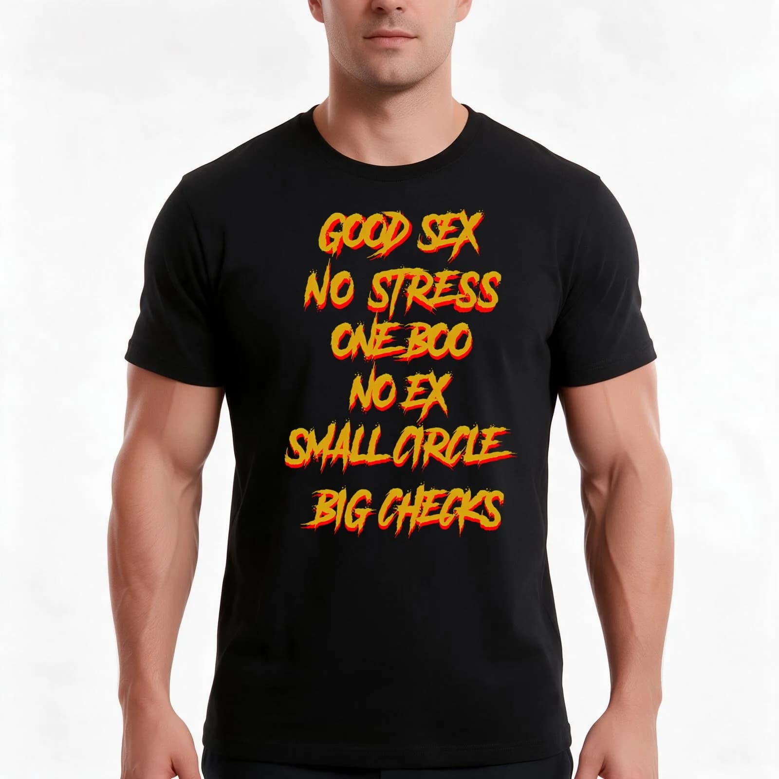 good sex no stress one boo no ex small circle big checks T-Shirt, Summer Casual Cotton Tee, Oversized Streetwear Tops