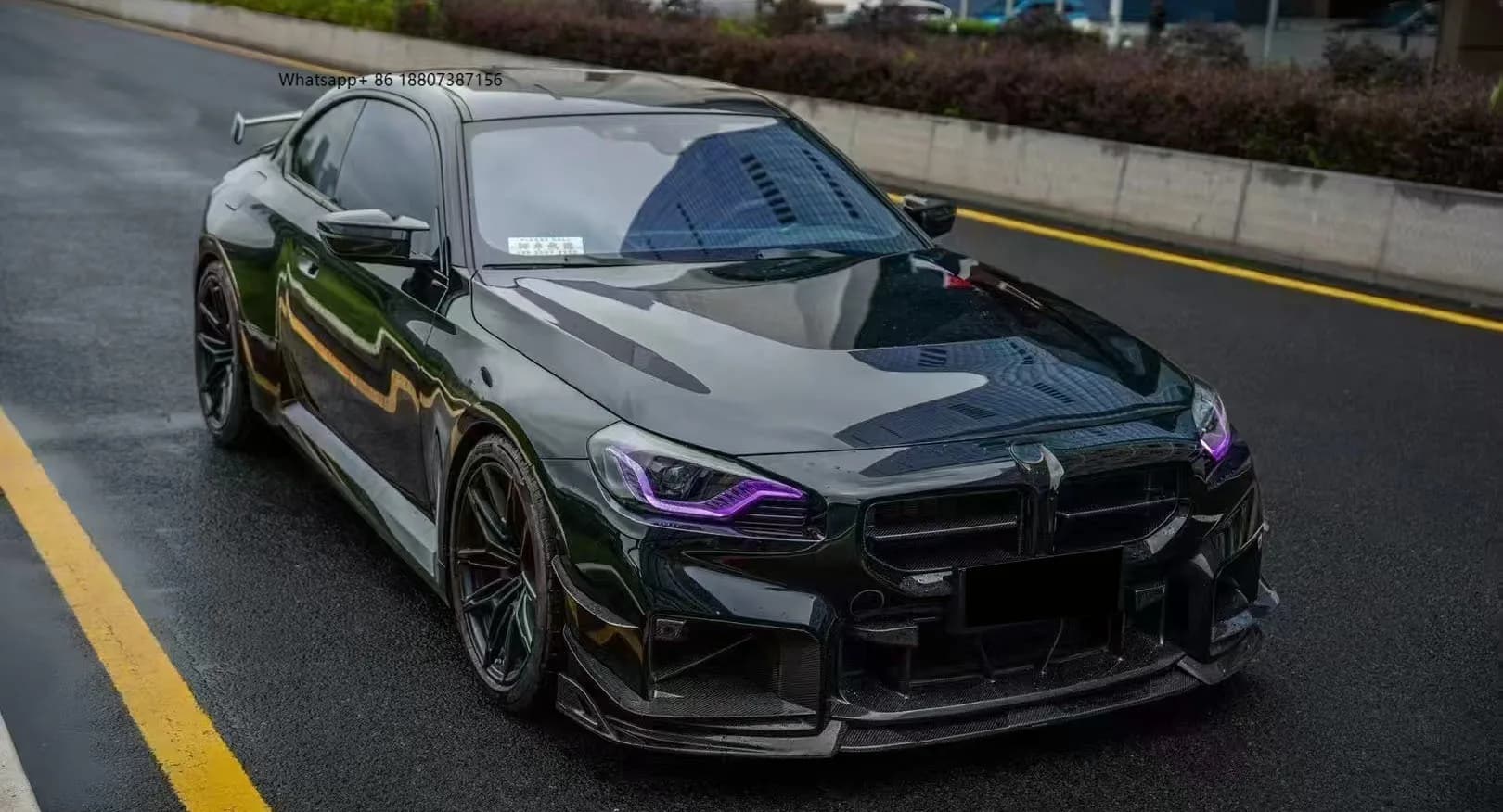 For G87 M2 Custom Front Lip Corner Dry Carbon Fiber Bumper with Exhaust Cut-Outs New Bolt-On Car Accessory