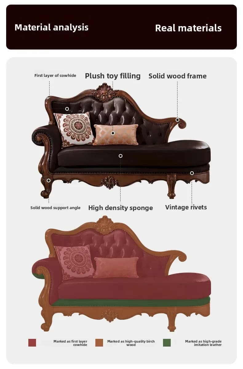 DSAleather solid wood chaise longue bedroom beauty couch sofa recliner