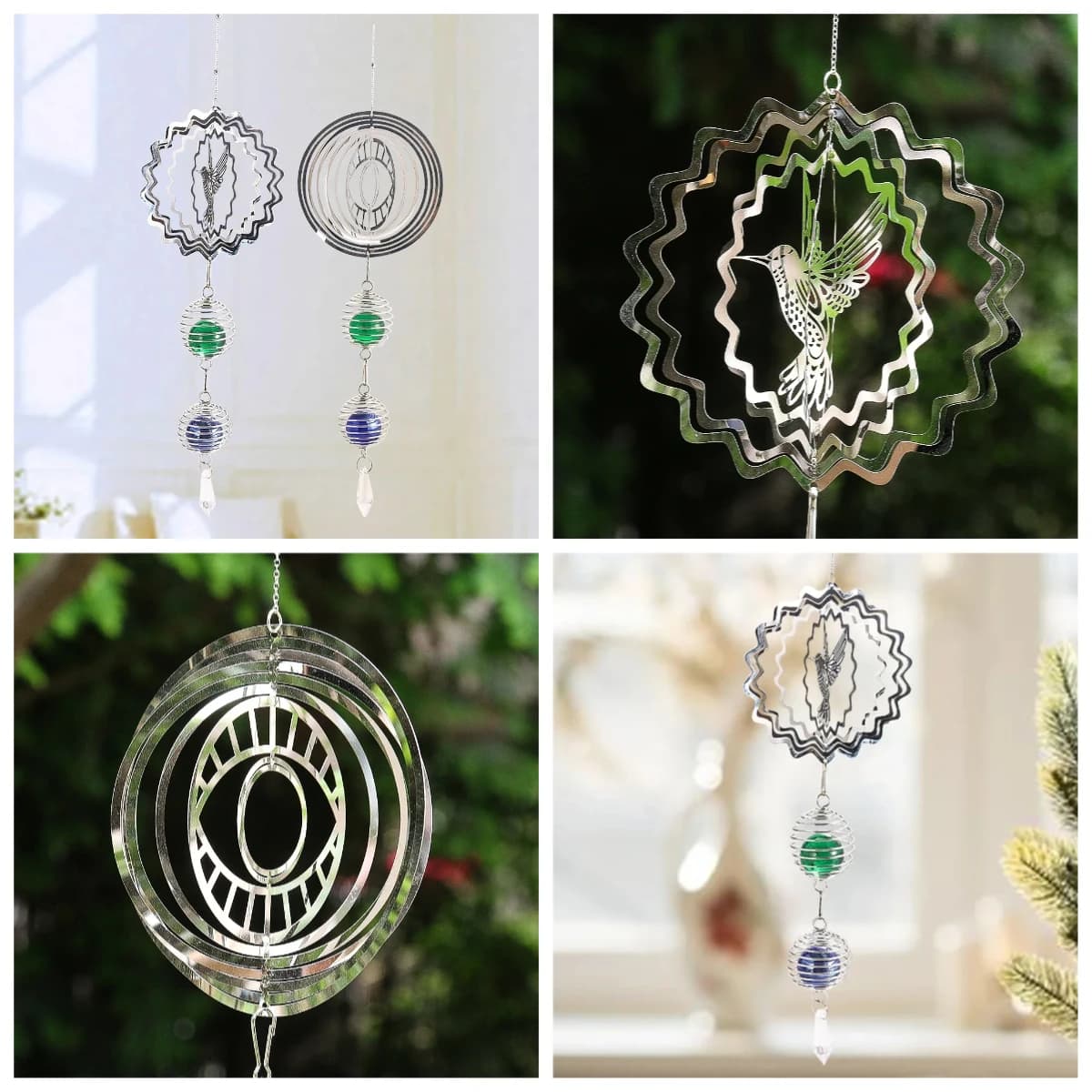1PC Hand DIY Wind Turn 3D Bird Geometric Crystal Ball Pendant Home Room Decoration Accessories Garden Suncatcher Bird Repellent