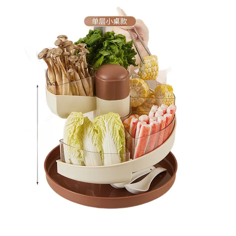Household large-capacity kitchen rotatable grid food storage rack multi-layer vegetable tray rack