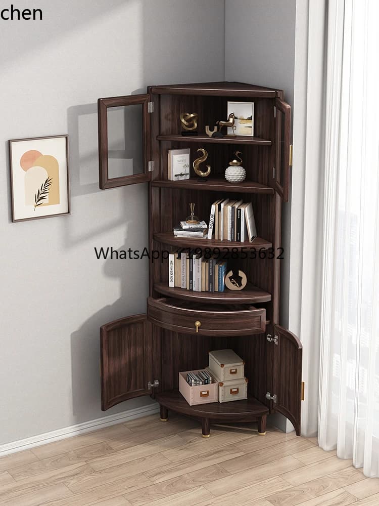 Solid Wood Corner Cabinet Purple Sandalwood Simple Living Room Triangle Storage Rack Modern Bedroom Corner Storage Cabinet