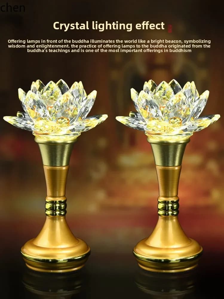 FJ guanyin lotus buddha offering home pair of buddhist hall long bright lamp glazed buddha ornaments