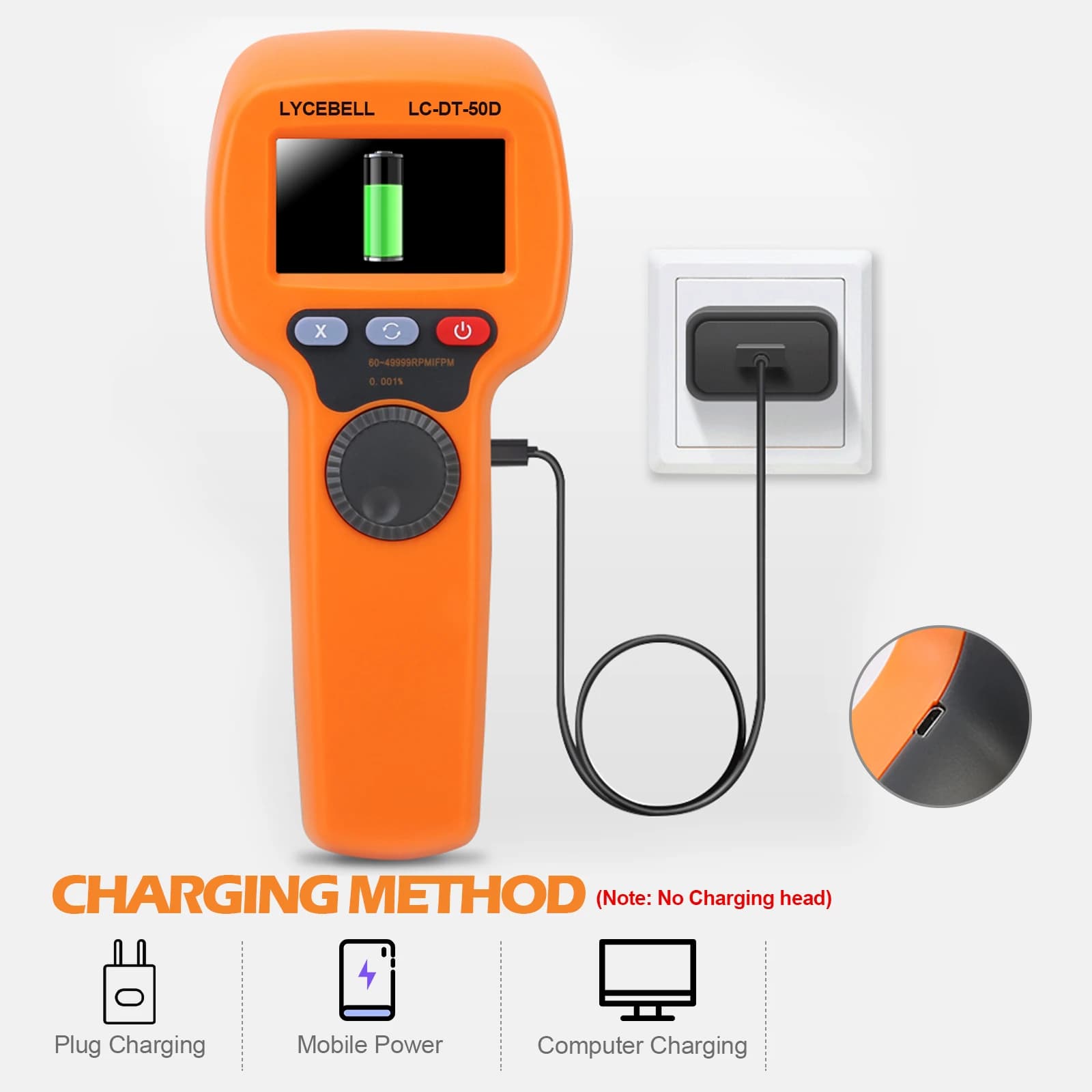 Non-Contact Digital Stroboscope Tachometer, High Precision Motors Electrical Machinery Rotation Speed Testing Instrument