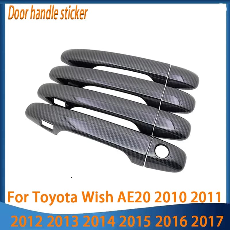 Carbon Fiber Car Door Handle Cover Pad Sticker Overlay Styling For Toyota Wish AE20 2010 2011 2012 2013 2014 2015 2016 2017