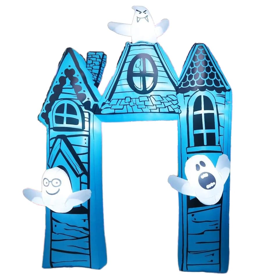 Blow Yard Decorations 11.8 FT Halloween Inflatables Party Decor Ancient Castle Archway Ghost Built-in LEDs