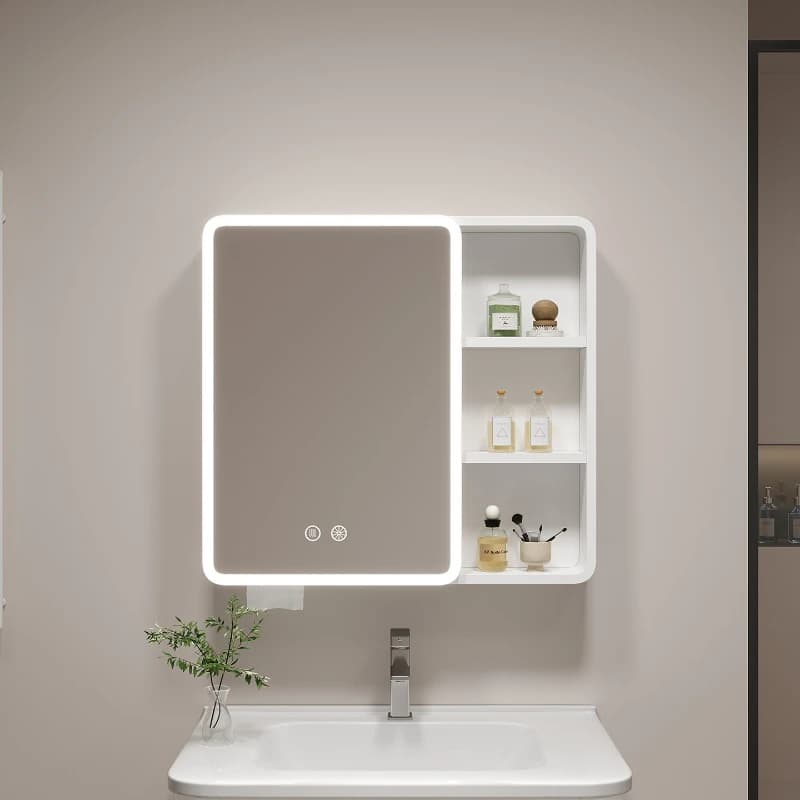 Rounded Corner Space Aluminum Bathroom Mirror Cabinet Smart Storage Cabinet Toilet Wall Mounted Beauty Storage Rack furniture