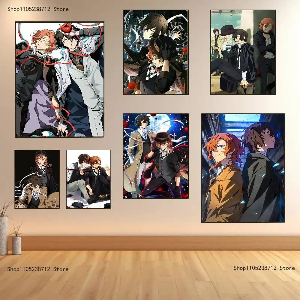 S-Soukoku Osamu Dazai Chuuya Nakahara Poster Prints Wall Art Painting Picture Gift Living Room Bar Restaurant Dec Sticker Large