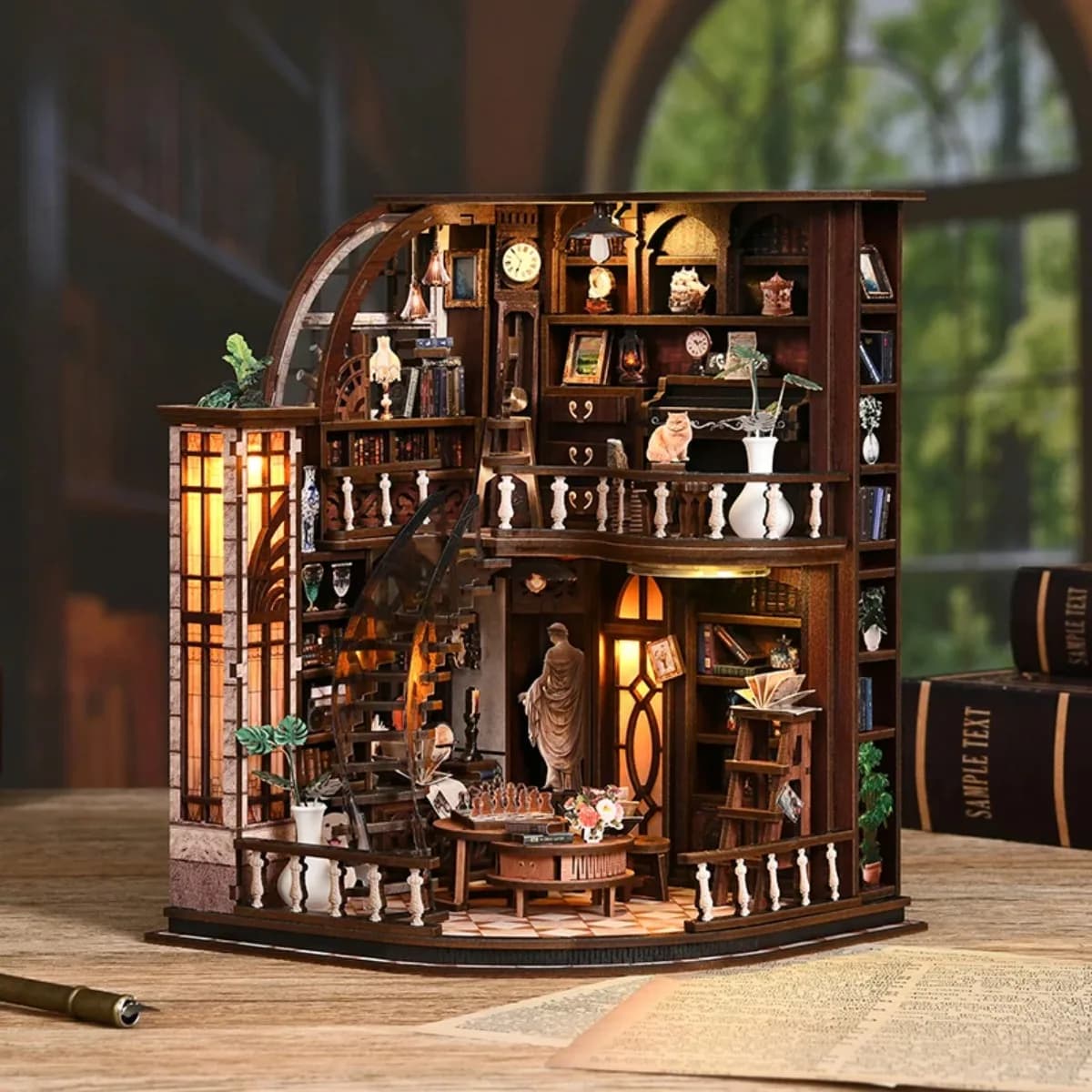 Miniature Book Nook Kit DIY Wooden Dollhouse Bookend Cozy Bookshelf Decor Creative Gift Aesthetic Room Desk Display House