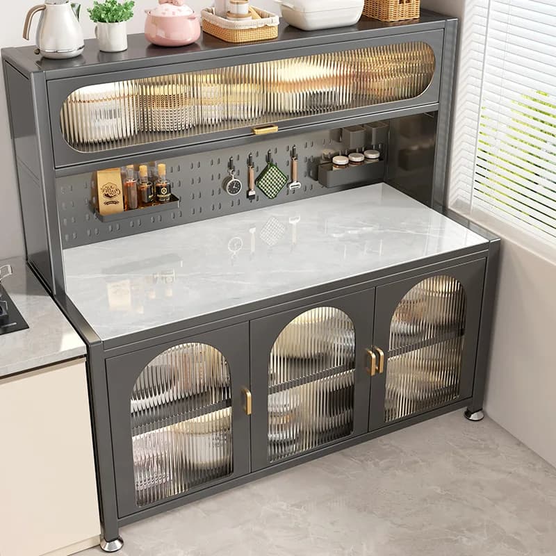 Slate kitchen rack floor-to-ceiling multi-layer household dining side multi-functional integrated against the wall bowl cabinet