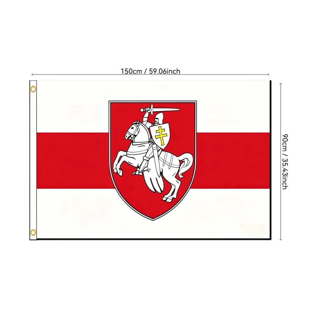 Belarus Flag, Belarusian National Flag with Coat of Arms, 2x3ft 3x5ft, Polyester Banner White Red White Flag for Outdoor Indoor