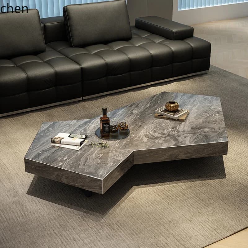 HT light luxury simple special-shaped rock slab coffee table size apartment Italian minimalist home high-end sense