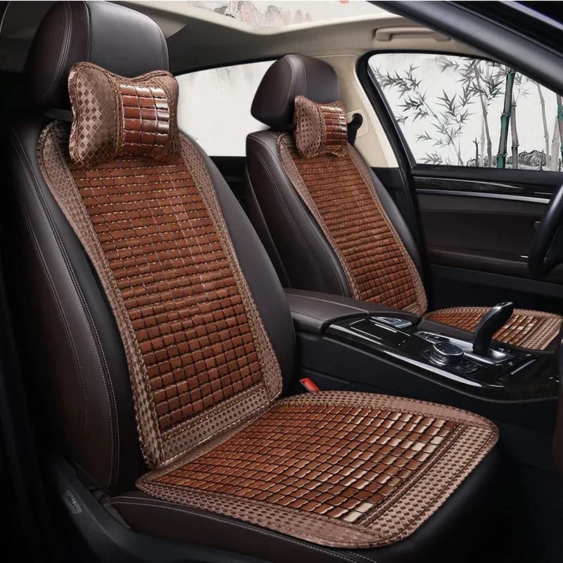 Summer car seat cushion bamboo slice cold cushion bamboo mat three-piece set