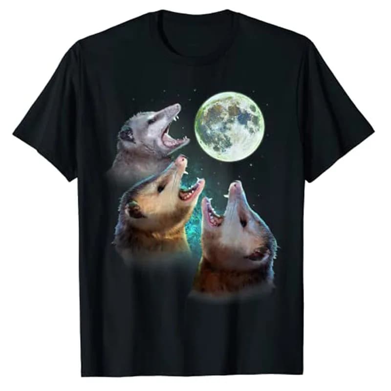 Three Opposum Moon with 3 Possums and Dead Moon Costume T-Shirt 3D Printed Graphic Tee Y2K Tops Funny Anime Aesthetic Clothes