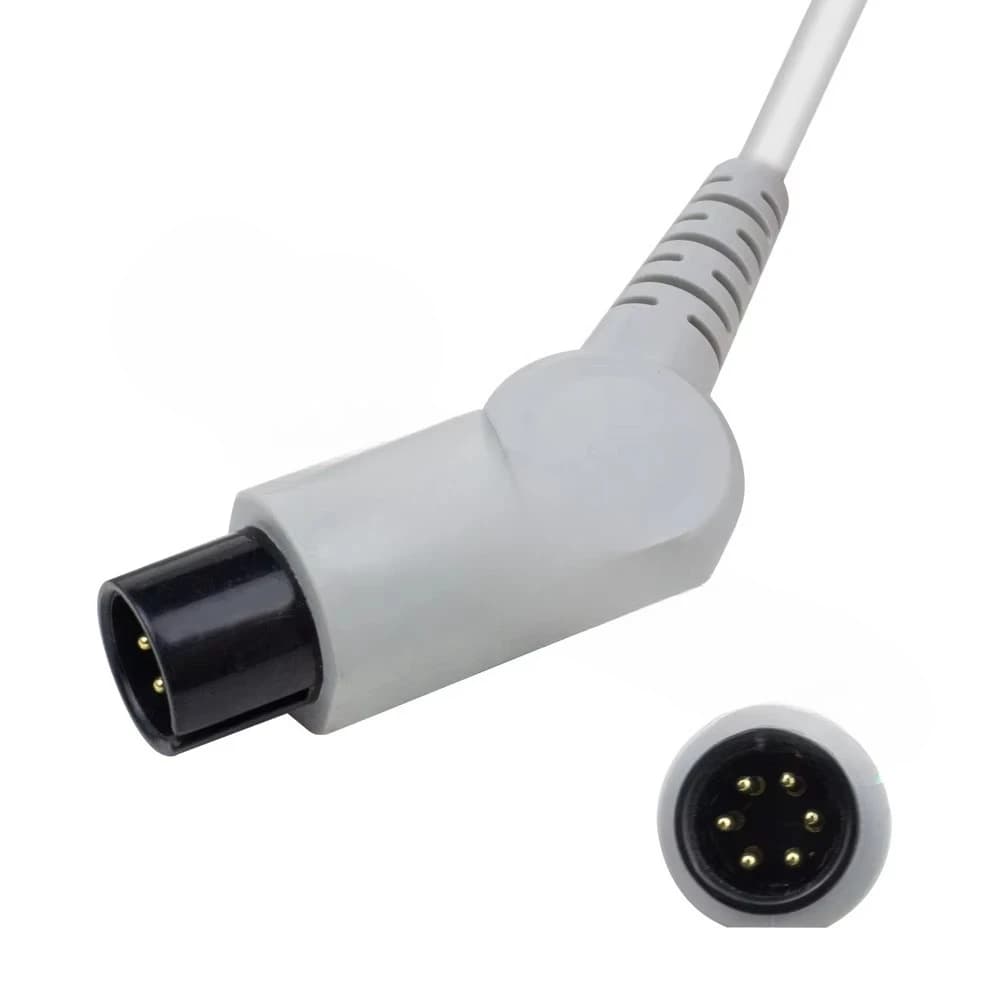 Medical Accessories ECG Cable Compatible with Godwemery 3.0m Grey Round-6P 5 Lead Pin Reusable Lead ECG Cable