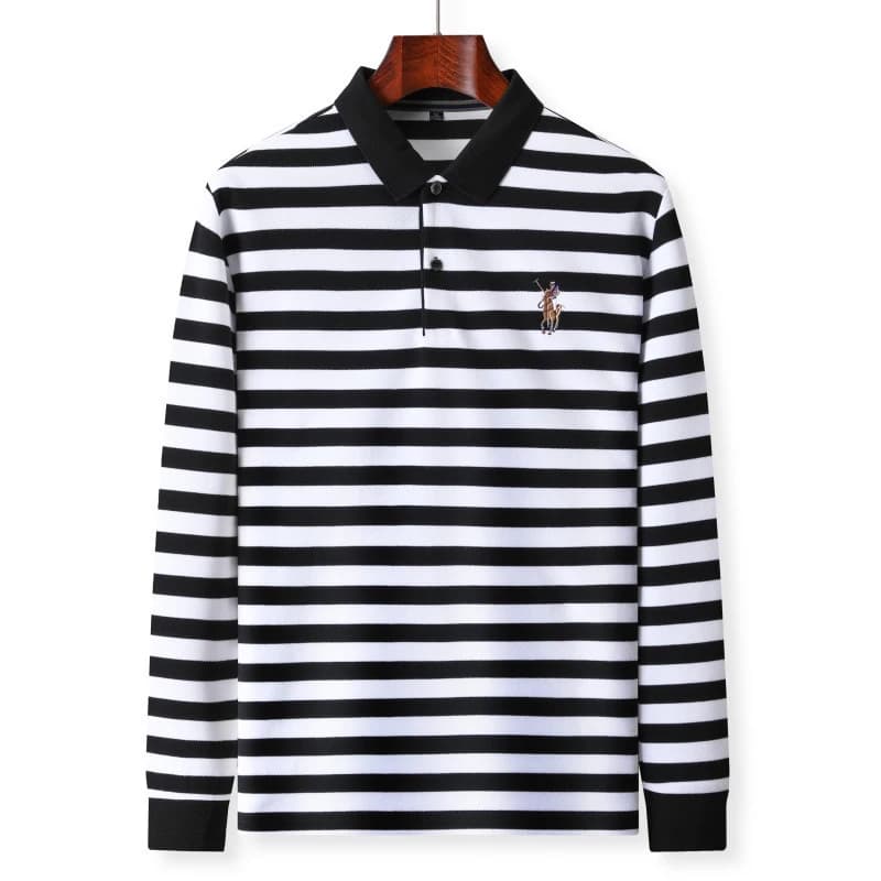 Autumn winter new polo shirt High quality brand cotton men's polo shirt Business casual striped Solid shirt polo men  clothing