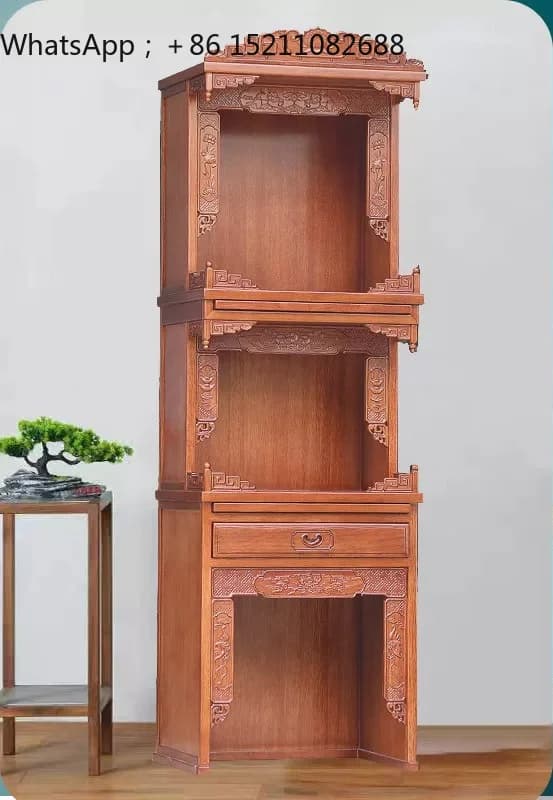 LLY Buddhist niche Jinhuali three-layer shrine cabinet household offering table Guanyin Bodhisattva God of Wealth cabinet