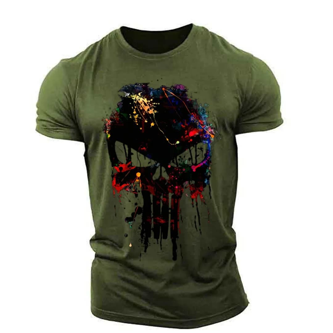 Retro men's T-shirt, 3D printed loose oversized clothing, street, Sparta, sports short sleeves, hip-hop