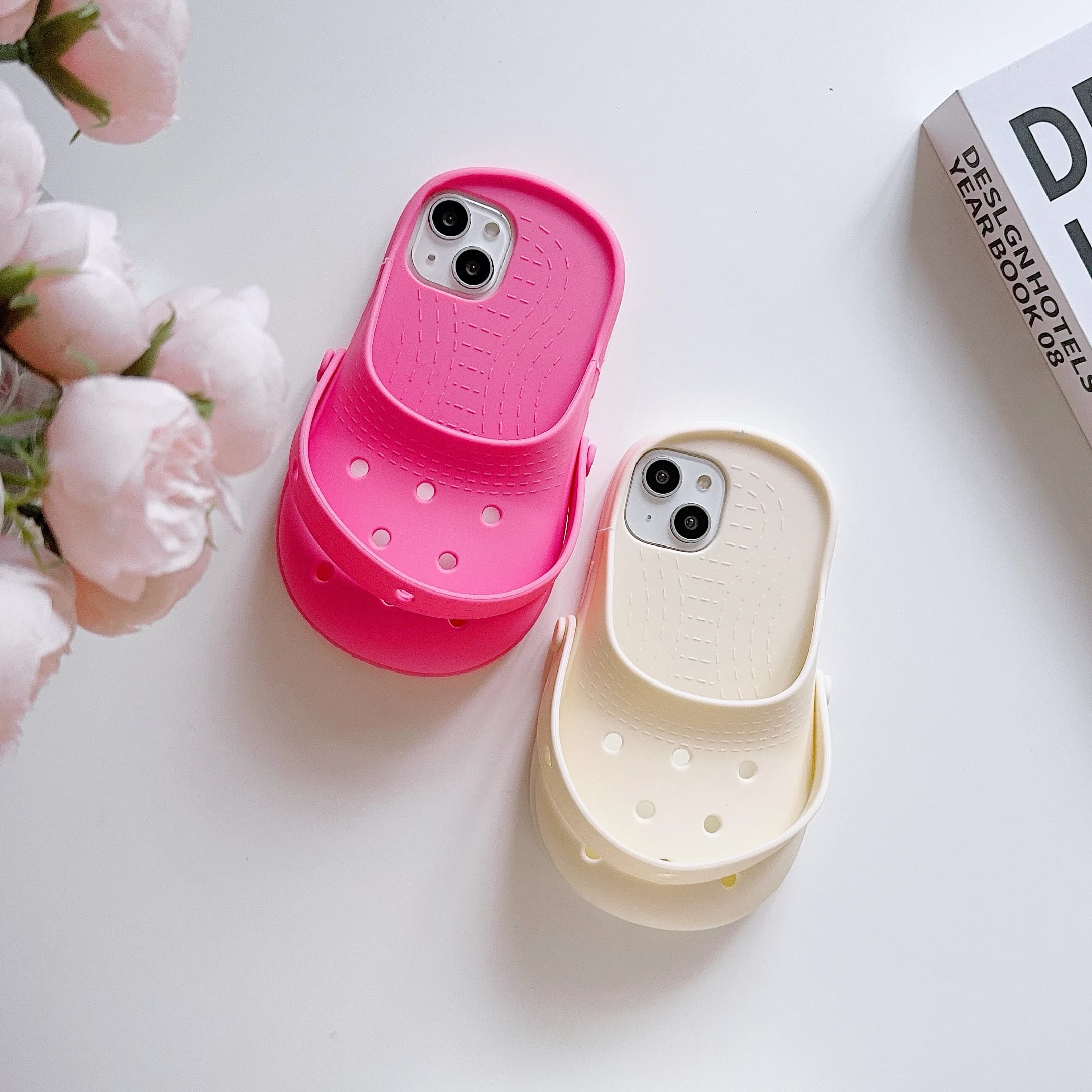 For iPhone 17 Pro Max 16 15 13 14 12 11 17 Air Phone Case Cute Funny Hole Slippers Creative Summer Protection Soft Silicon Cover
