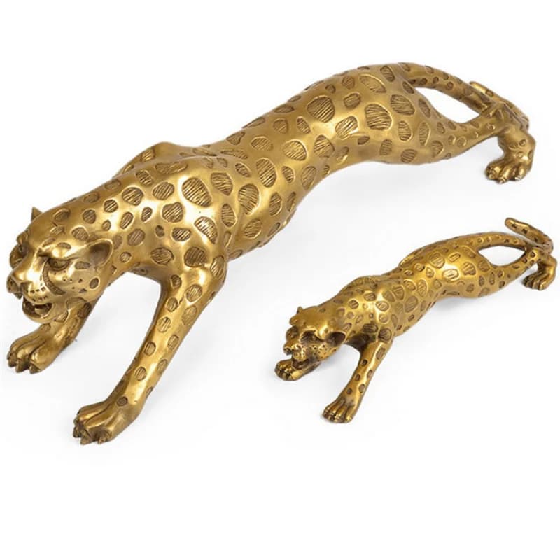Craft Ornament Home Interior Office Desk Brass Leopard Decoration