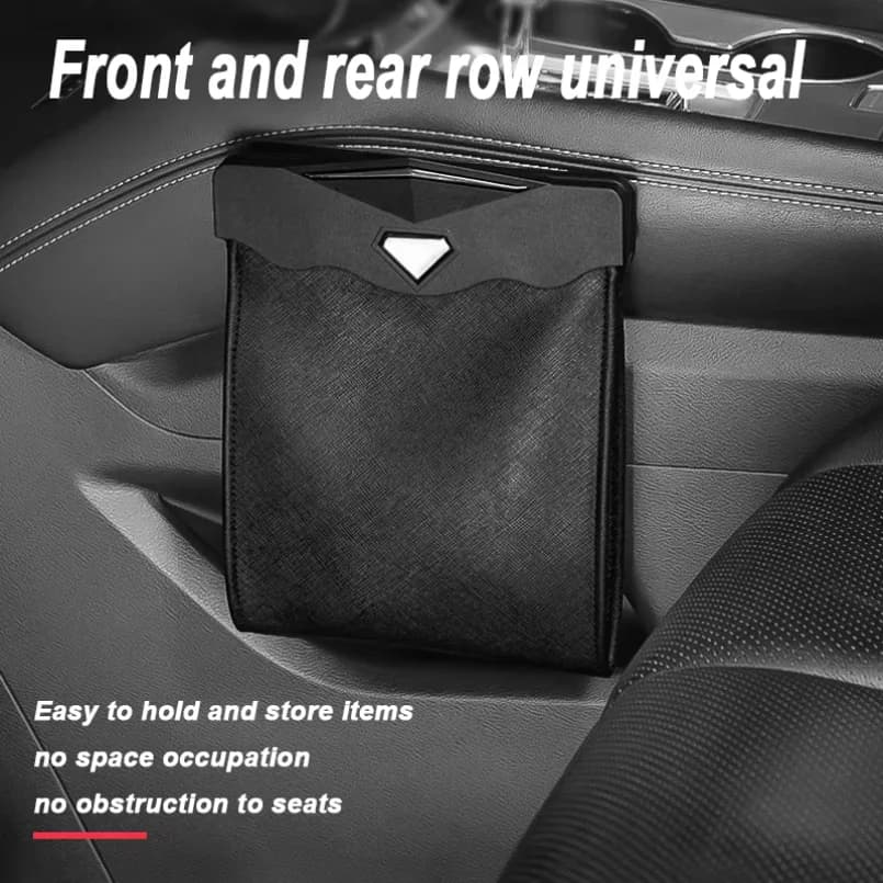 Car trash can, car backrest hanging storage box, hidden folding storage bag, multifunctional LED light garbage bag