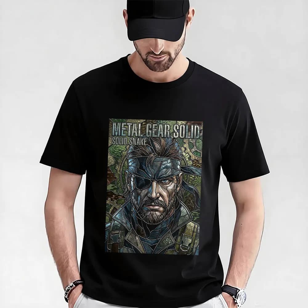 Metal Gear Solid MGS Game Gift T‑Shirt for Gamer 0315 Unisex Cotton Short Sleeve Tees Solid Snake Graphic Print Streetwear Tops