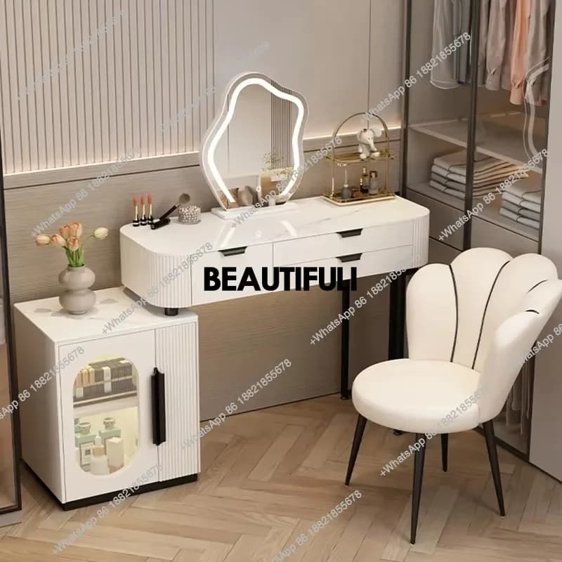 Classic White Vanity Table Modern Storage European Drawer Vanity Desk Luxury Vintage Table Maquillage Avec Miroir Furniture