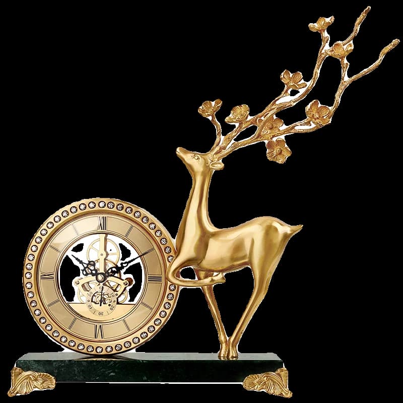 Modern light luxury desktop creative decoration brass clock art living room home pendulum clock