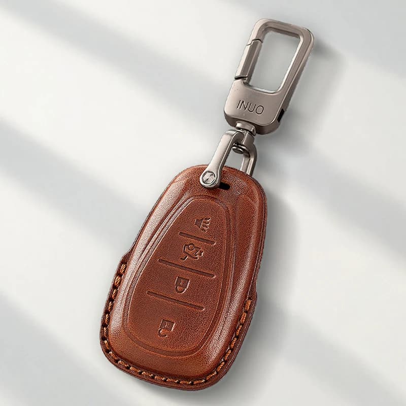 Genuine Leather Protector For Chevrolet Cruze Malibu Spark Sonic Impala Equinox Volt Trax Traverse Camaro Key Case Cover Fob