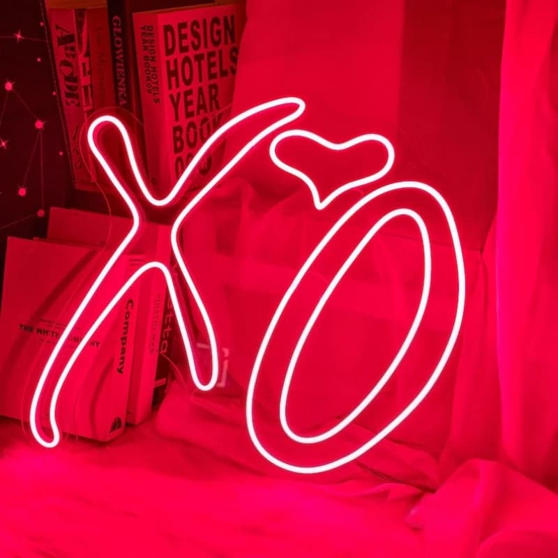 XO Neon Sign with Heart Dimmable Neon Lights Wedding Wall Hanging Decor USB Powered Neon Signs for Home,Bedroom,Bar,Pub,Man Cave