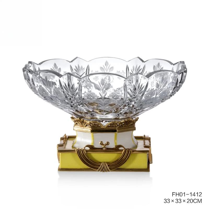 European Crystal Glass Plate Entrance Living Room Crafts Ornaments Fruit Bowl