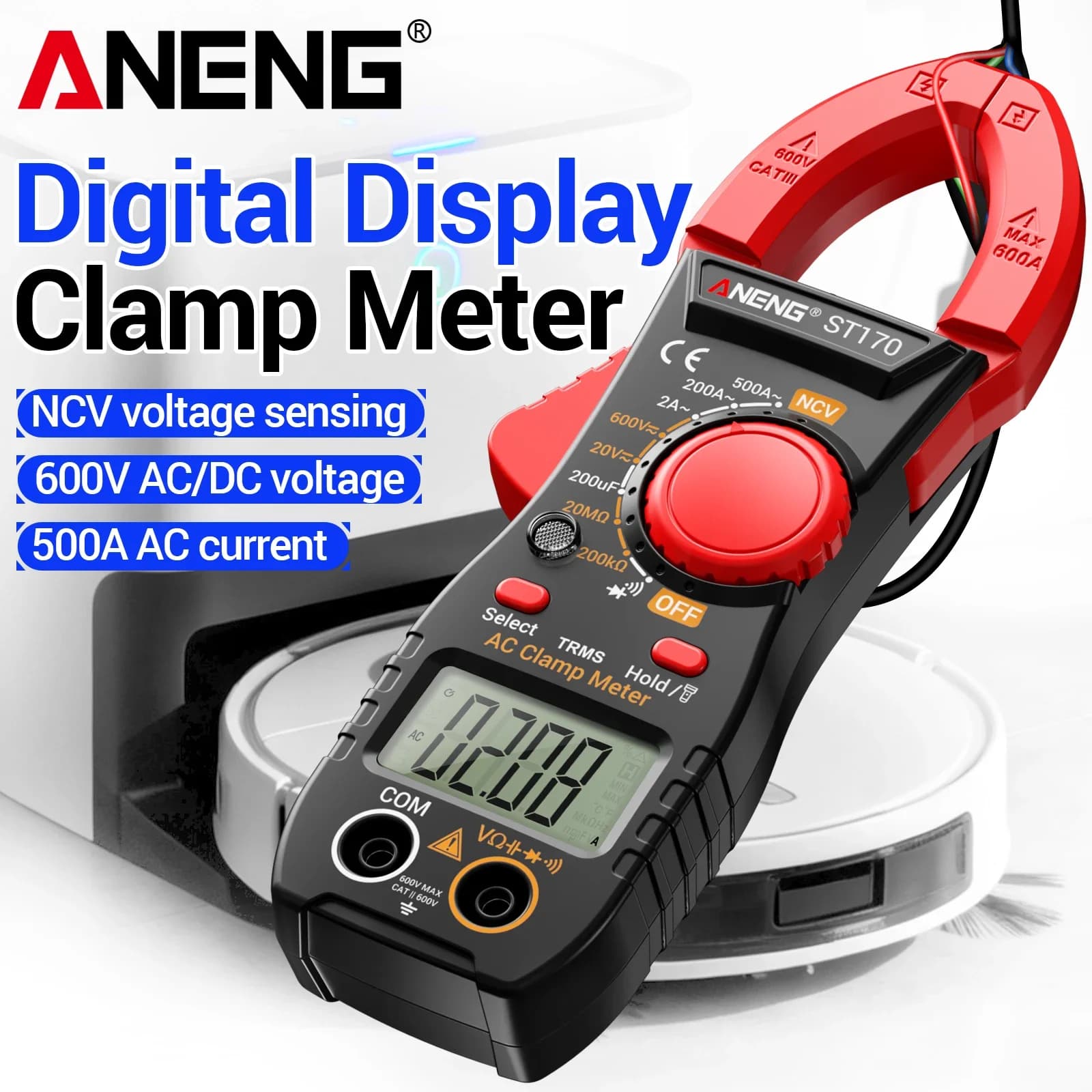 ANENG ST170 Multifunctional Clamp Meter 500A AC Current 600V AC/DC Voltage with Flashlight Lighting Electrician Maintenance Tool