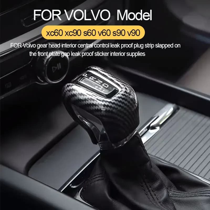 For Volvo XC60 XC90 S90 V90 S60 V60 Central Control Gear Head Decorative Cover ABS Carbon Fiber Pattern Gear Grip Accessories