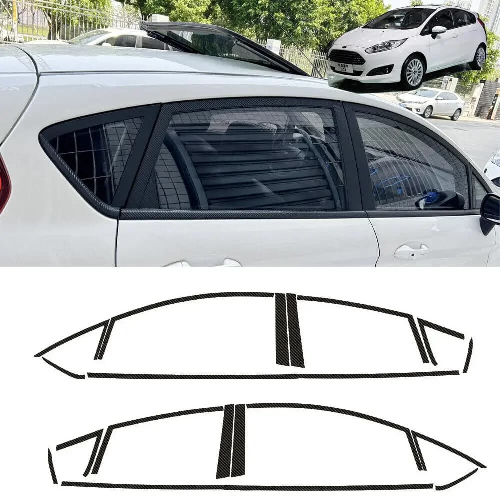 For Ford Fiesta Window Chrome Delete Blackout ABC Pillars Matte Black Stickers
