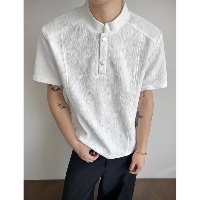 2026 Summer Men's Fashion Casual Henley Neck Short-Sleeve T-Shirt