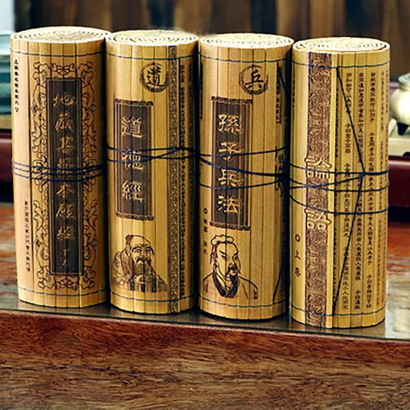 Classical Scroll Slip Bamboo Wooden Slips, Ancient Chinese Cultural, Home Decor, Guiguzi Dao De Jing, Sun Zi Bing, Full Set