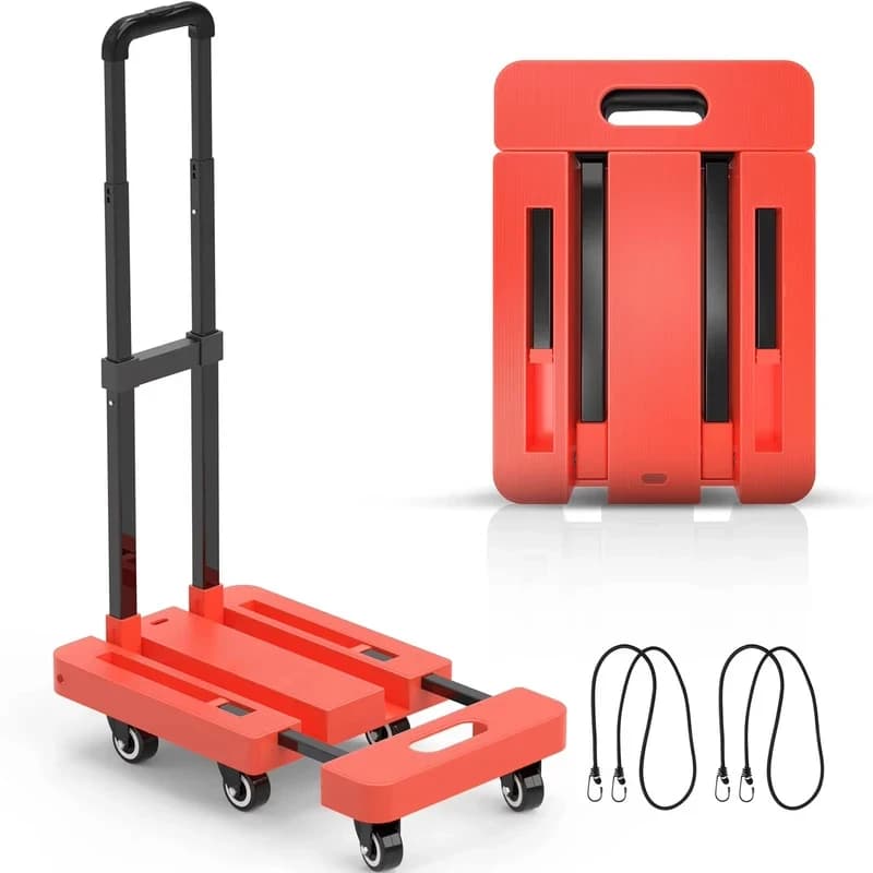 Folding Hand Truck Portable Plastic Large Load Capacity Platform Cart