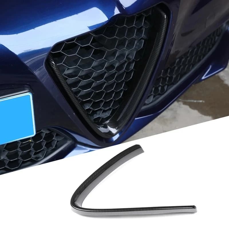 Front Grille V-Frame Trim Sticker Front Logo Frame Sticker Badge Decor Ring For Alfa Romeo Giulia 2017-2023 ABS Car Accessories
