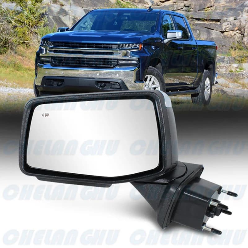 For Chevrolet Silverado 1500 2019 2020 2021 202 2023 Left Side 14 Pin Chrome Memory Power Fold Puddle Lamp Mirror Assembly