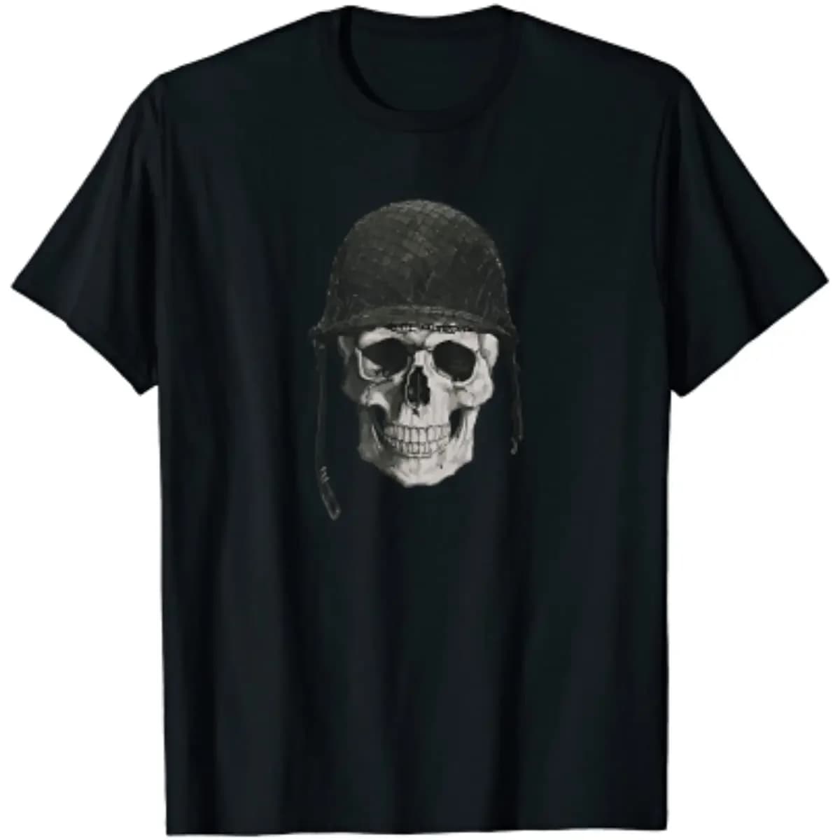 American World War Two Soldier Skull Men T-Shirt Short Sleeve Casual 100% Cotton O-Neck T Shirt