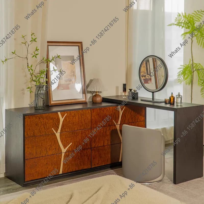 Medieval style solid wood dresser integrated six-chest cabinet retro style bedroom bedside storage drawer designer side cabinet