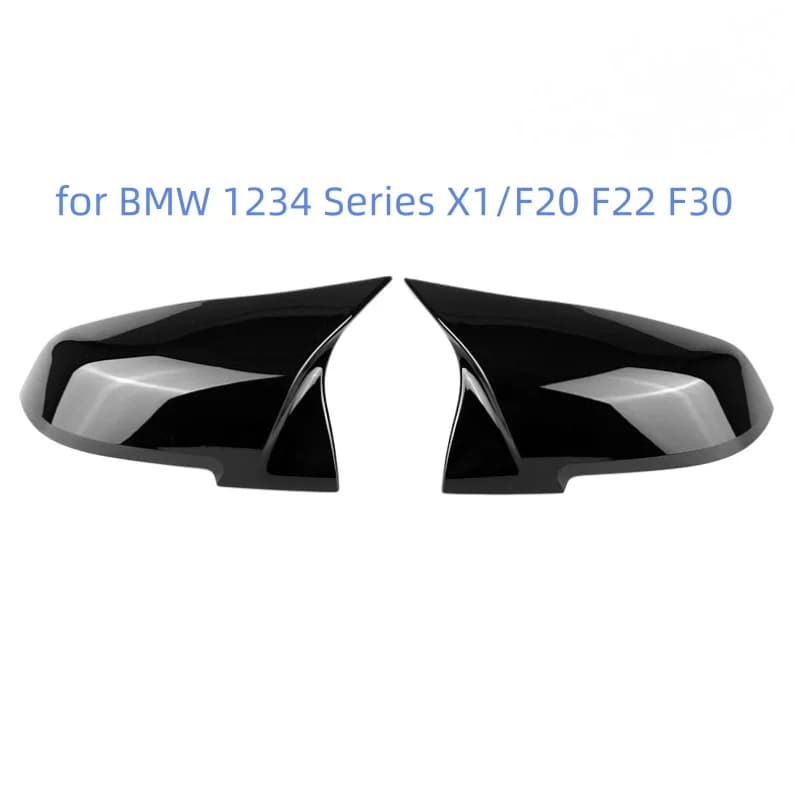 Applicable for BMW 1234 Series X1/F20 F22 F30, Glossy Black Replaceable ABS Horn Style Modified Rearview Mirror Cover