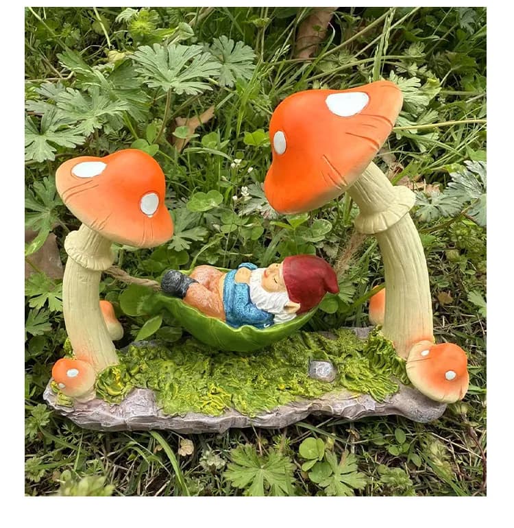 New Mushroom Dwarf Hanging Bed Resin Ornament Outdoor Courtyard Decoration Crafts