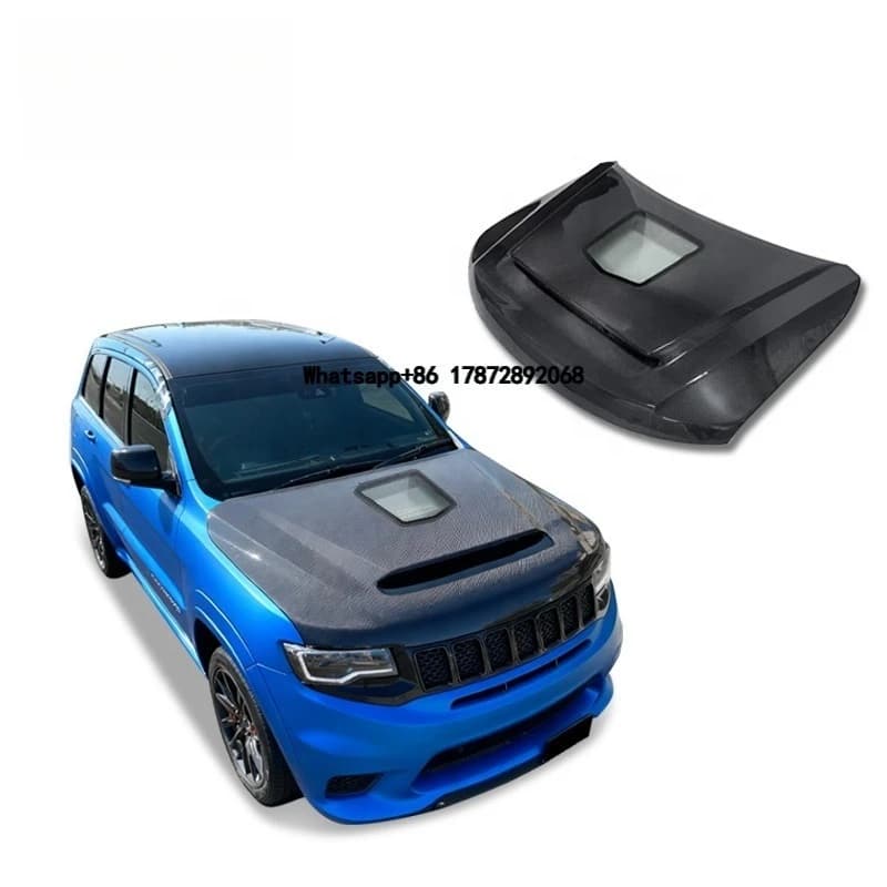 2011-2023 Cherokee Carbon Fiber Engine Hood Retrofit High Quality Transparent Glass Style New Condition