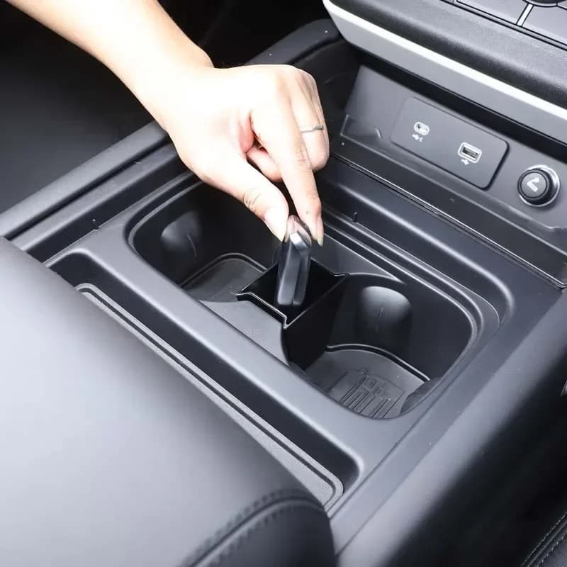 ABS Black Car Center Console Water Cup Divided Storage Box Key Box For Land Rover Defender 90 110 130 2020-2024 Car Accessories