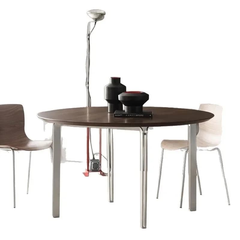 Scandinaviancasual italian normcore medieval solid wood small apartment north american black walnut stainless steel round