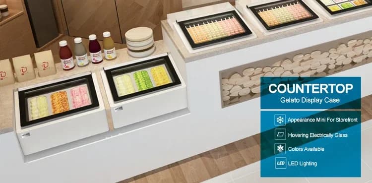 Table Top Front Clip Open Door 3 Flavors Buffet Gelato Freezer Ice Cream Display Freezer For Gelato Shop